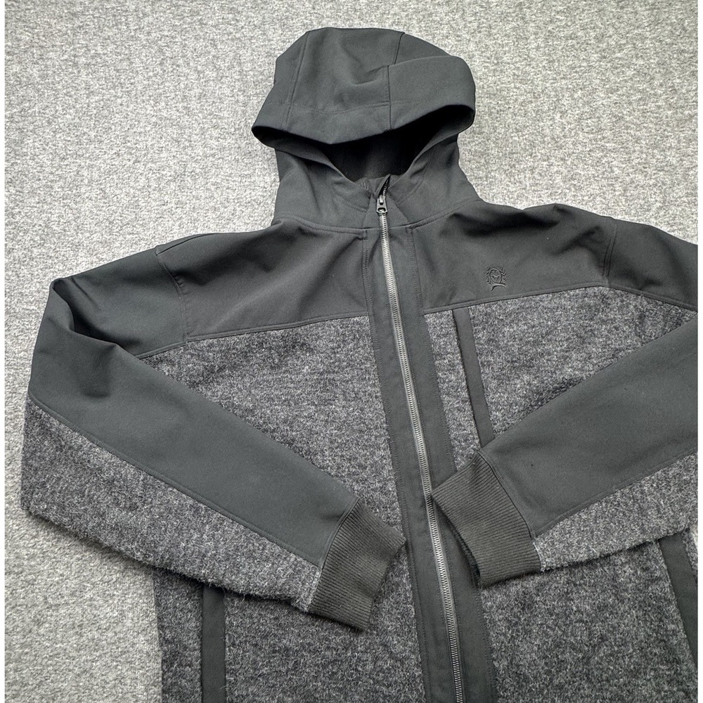 Cinch Jacket Pieced Bonded Fleece Lined‎ Performance Men's Sz L Large Black Gray